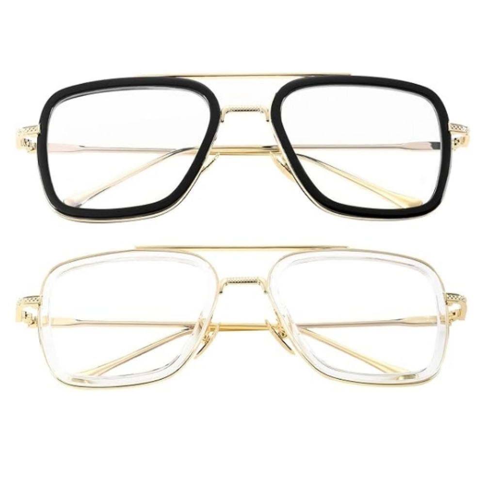 SET OF 2 Blue Light Blocking Metal Frame Non-Prescription Eyeglasses